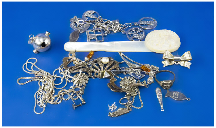 Appraisal: Collection Of Misc Silver Jewellery Comprising Pendants Chains Etc Pieces