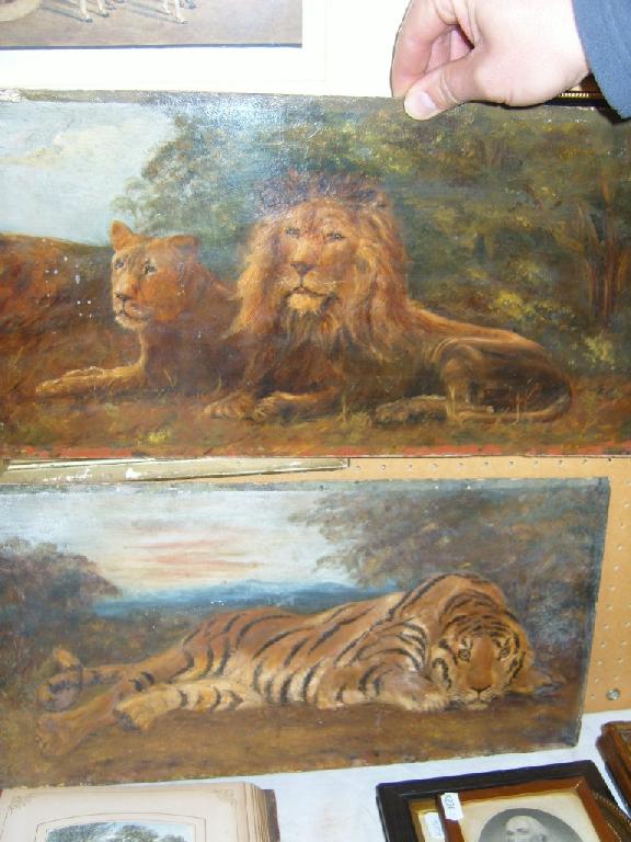 Appraisal: A pair of late th century oil paintings on board