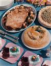 Appraisal: FOOD Group of vivid color photographs of mid- th-century table