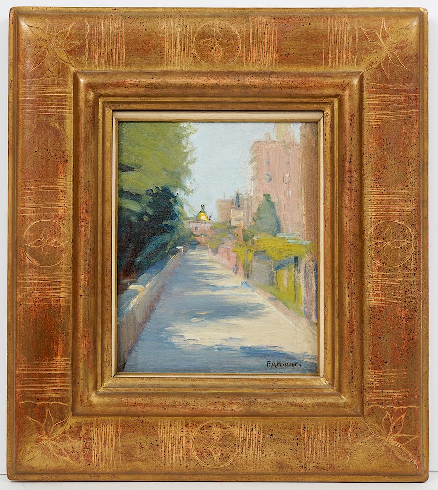 Appraisal: Florence Ames Hosmer Park St Beacon Hill Boston Oil Painting