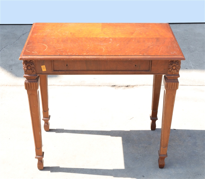 Appraisal: Vintage carved wood side table with single drawer as-is condition