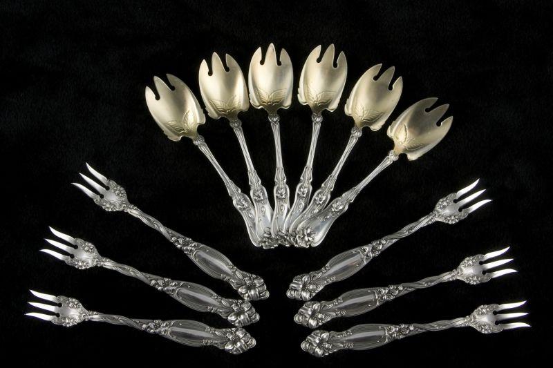 Appraisal: Two Sets American Art Nouveau Sterling Flatware the first a