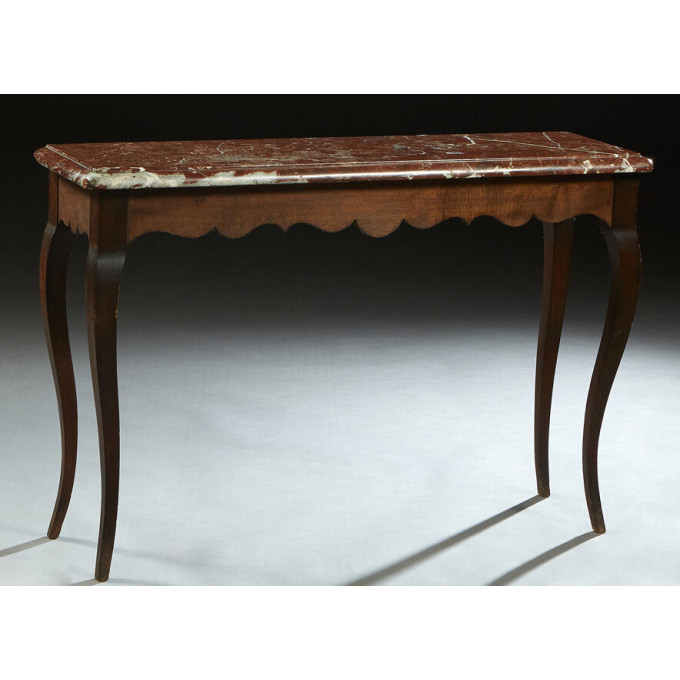 Appraisal: French Louis XV Style Carved Beech Marble Top Console Table