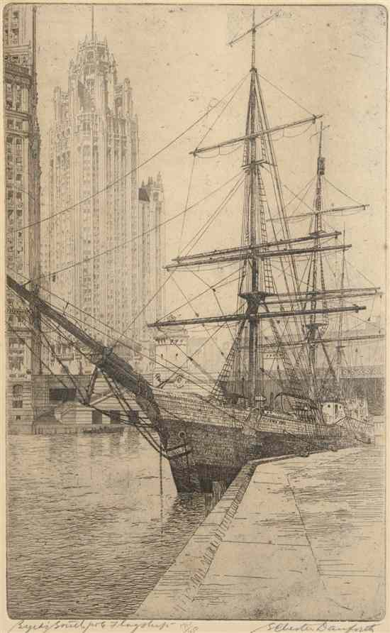 Appraisal: S Chester Danforth American b Byrd's South Pole Flagship etching