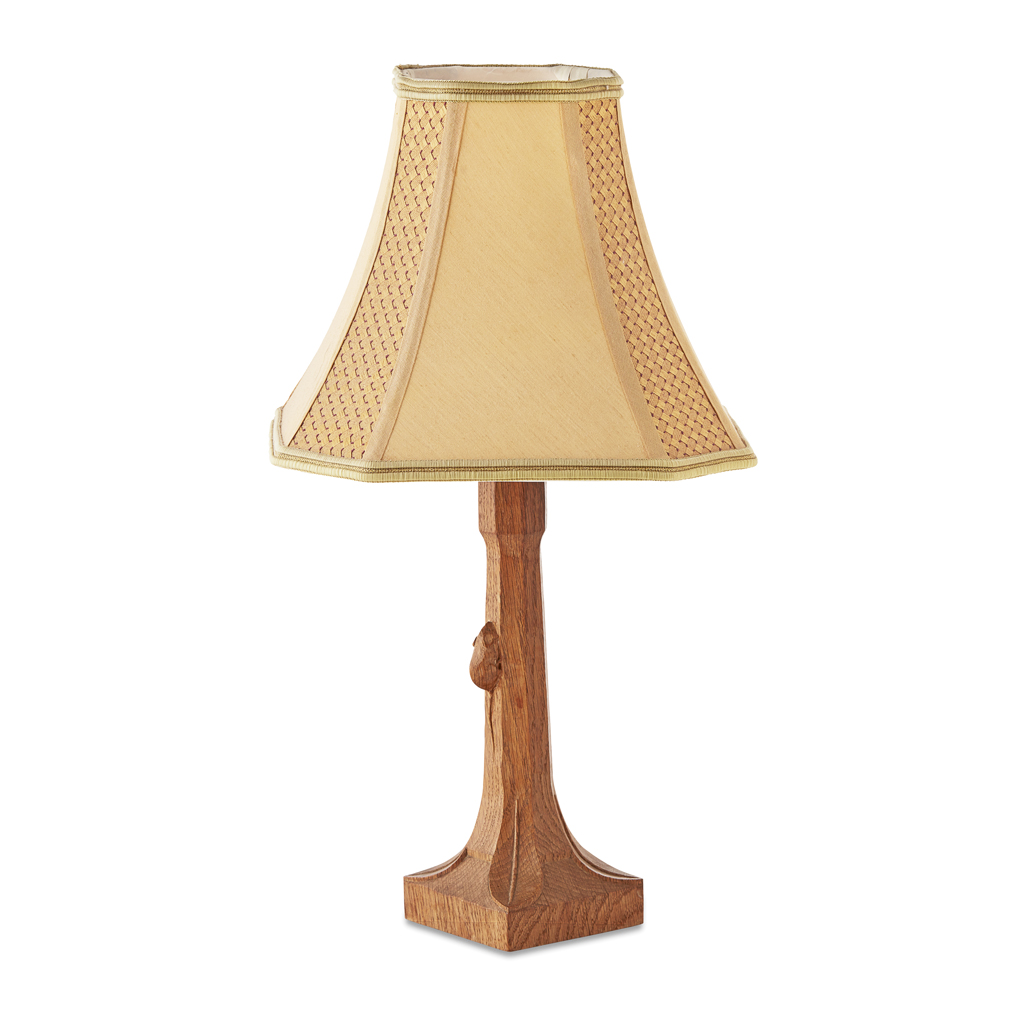 Appraisal: ROBERT 'MOUSEMAN' THOMPSON - OAK TABLE LAMP BASE MID TH