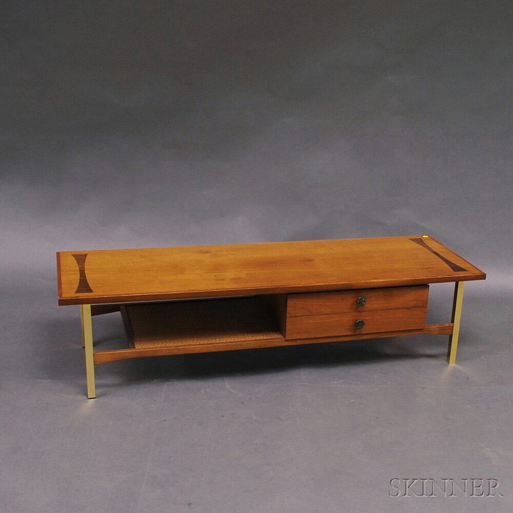 Appraisal: Heritage Henredon Walnut Coffee Table the single drawer with two