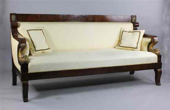 Appraisal: A th century Russian mahogany drop back settee with carved