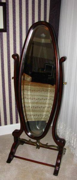 Appraisal: Bombay Co Cheval Mirror oval double glass hinged mirror x