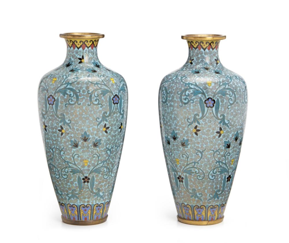 Appraisal: A pair of Chinese cloisonn vases First-quarter th Century Each