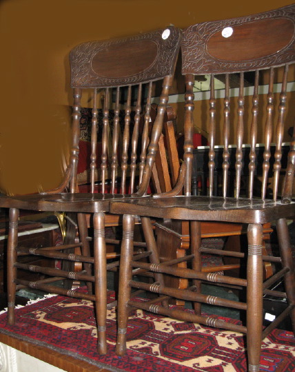 Appraisal: Set of Four American Late Victorian Pressed Back Ash Dining