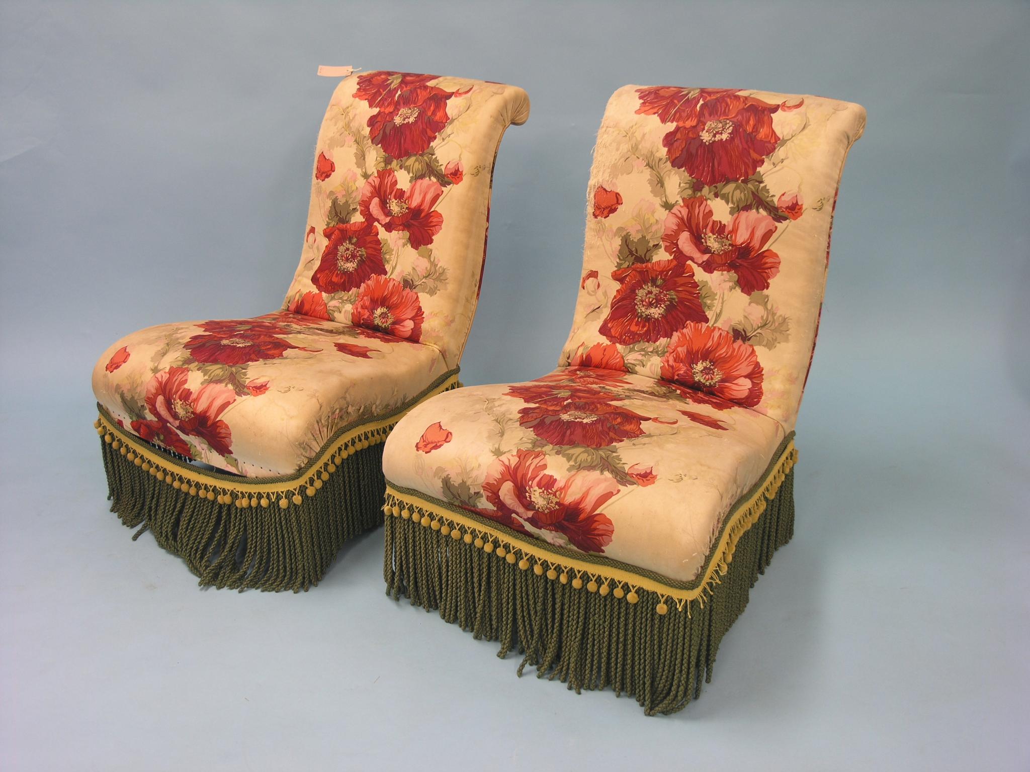 Appraisal: A pair of th century French upholstered nursing chairs on