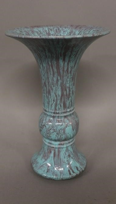 Appraisal: Chinese Robin's egg blue glazed vase signed h x dia