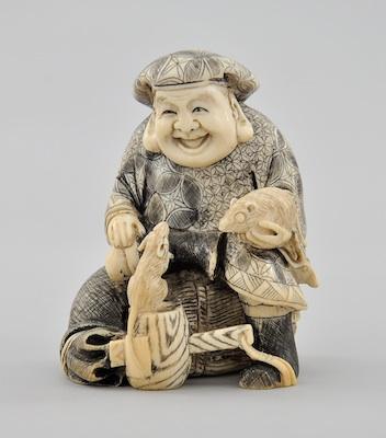 Appraisal: A Japanese Signed Okimono Ivory Grouping of Hotei Butai with