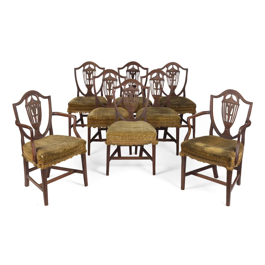 Appraisal: SET OF EIGHT SHERATON MAHOGANY DINING CHAIRS LATE TH CENTURY