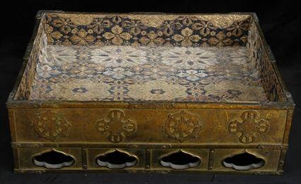 Appraisal: JAPANESE GILT-METAL STAND With cloth-covered interior the exterior applied with