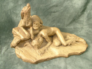 Appraisal: Thomas Cartier - a terracotta figure group of two dogs