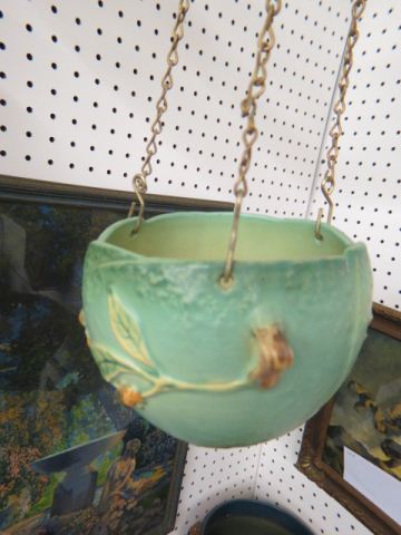 Appraisal: Roseville Pottery Bittersweet Hanging Planter green diameter deep excellent