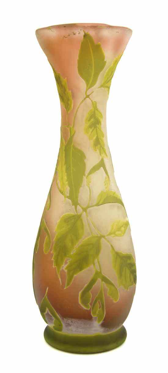 Appraisal: A Galle Cameo Glass Vase Erable a Feuilles de Frene