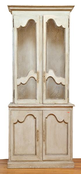 Appraisal: PAIR OF FRENCH STYLE PINE LIME WASHED CABINETS WITH MESH