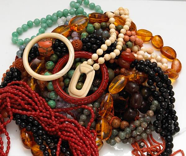 Appraisal: A collection of assorted beaded necklaces and bracelets