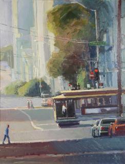 Appraisal: Painting Ken Auster Ken Auster American b Cable Car at