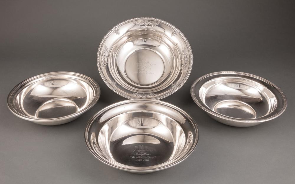 Appraisal: Four Vintage American Sterling Silver Serving Bowls incl by Gorham