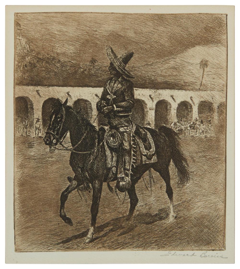 Appraisal: Edward Borein - Mexican Charro Etching and drypoint on paper