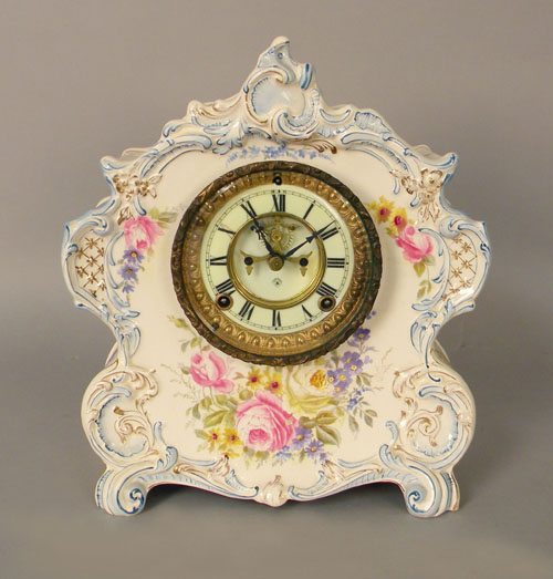 Appraisal: Ansonia La Vogue porcelain mantle clock with Royal Bonn case