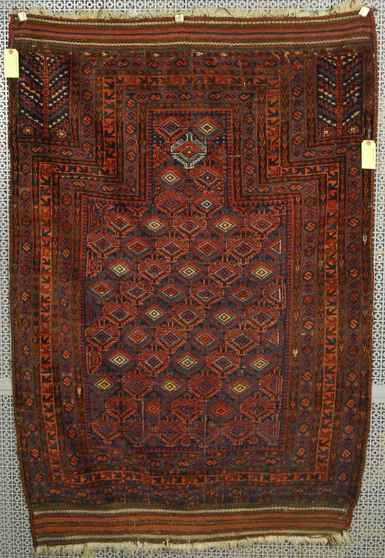 Appraisal: BELOUCH PRAYER RUG Afghanistan late th century feet inches x