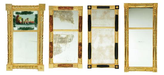 Appraisal: FOUR WALL MIRRORS American - mixed wood Four two-part mirrors