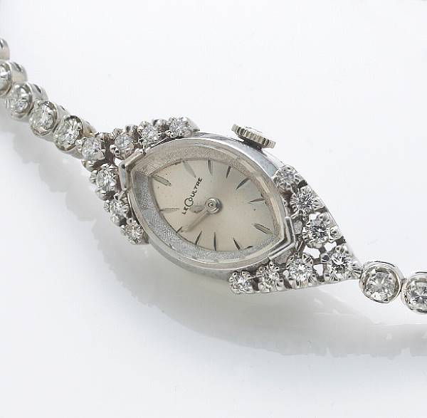 Appraisal: A diamond and k white gold ladies wristwatch LeCoultre dial