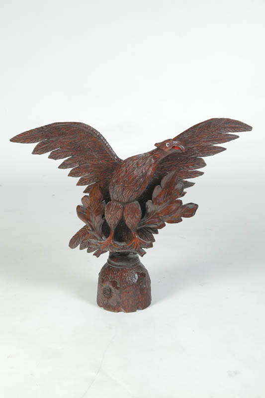 Appraisal: CARVED WOODEN EAGLE ON BASE American or European early th