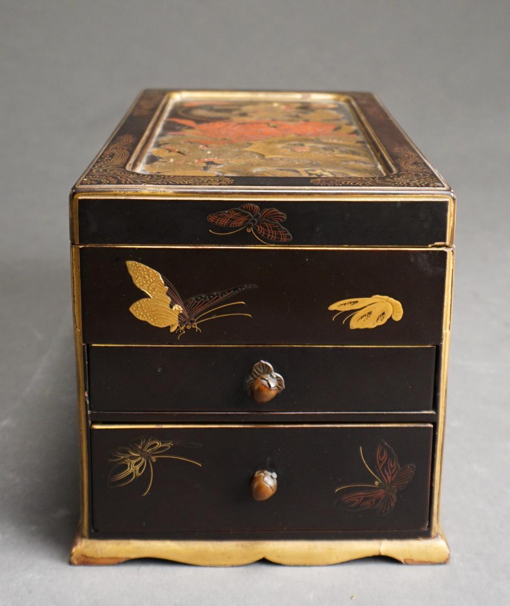 Appraisal: Chinese Parcel Gilt and Black Lacquered Traveling Scribe's Box x