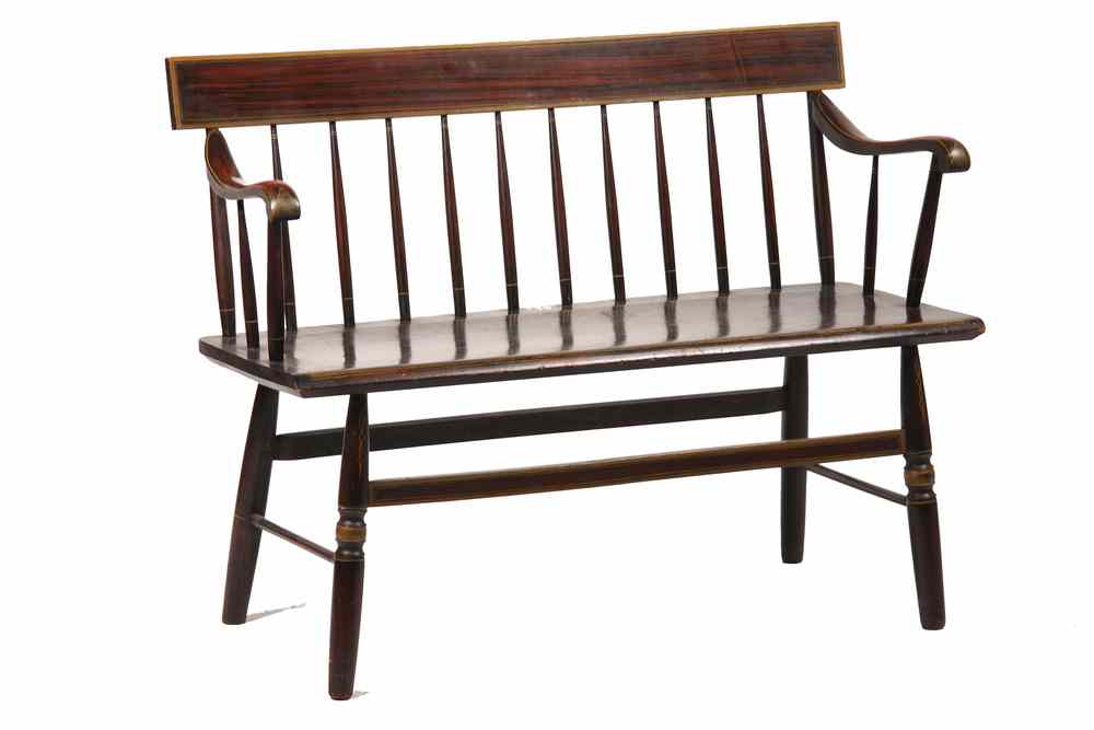 Appraisal: PARSONS BENCH - th c Paint Decorated Two-Seater Parson's Bench