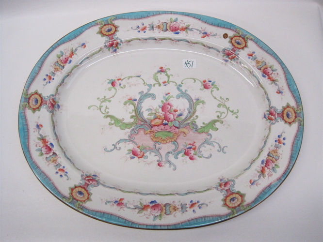 Appraisal: ENGLISH CAULDRON OVAL PORCELAIN PLATTER late th C with floral