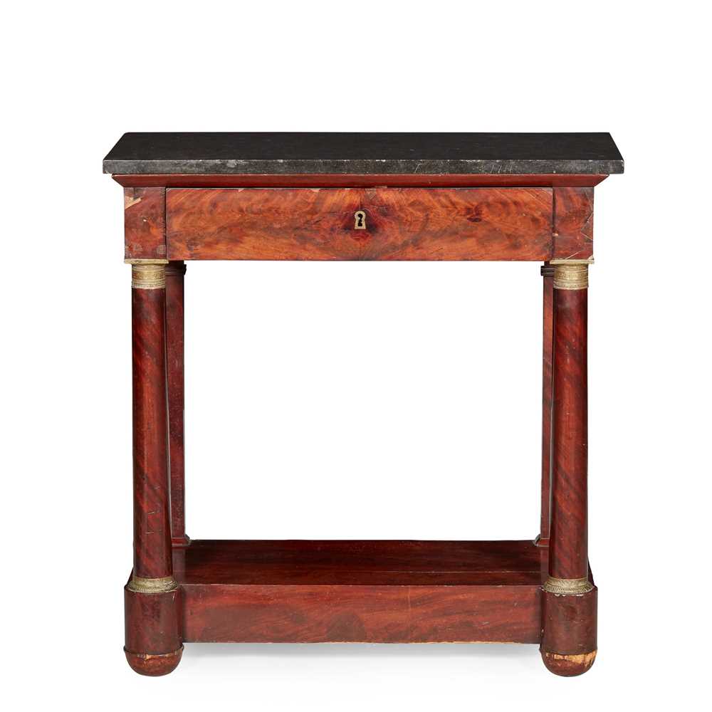 Appraisal: FRENCH EMPIRE MAHOGANY CONSOLE TABLE EARLY TH CENTURY the black