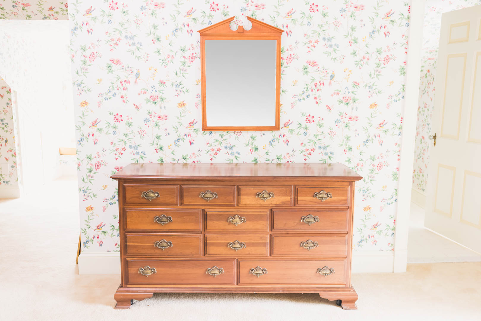 Appraisal: Chippendale style cherrywood dresser with classical style mirror in H