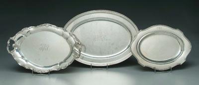 Appraisal: Three oval sterling trays one with reeded border International marked