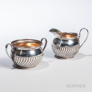 Appraisal: Dominick and Haff Silver Creamer and Sugar Sterling silver New