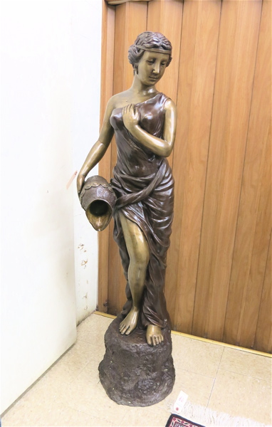 Appraisal: LARGE FIGURAL BRONZE GARDEN FOUNTAIN STATUE Rebecca at the Well