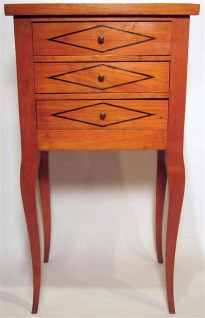 Appraisal: French cherry and ebony inlaid side table early th century