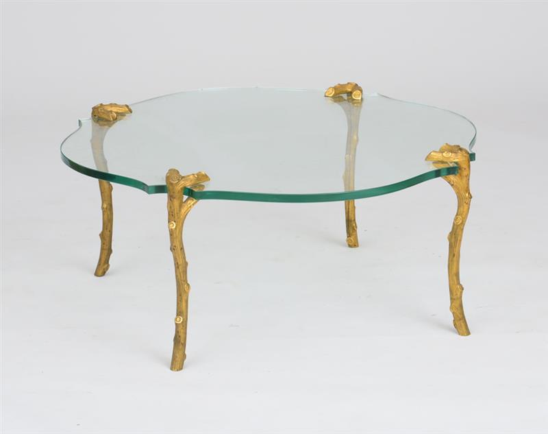 Appraisal: NAPOLEON III STYLE GLASS AND GILT-BRONZE COFFEE TABLE PROBABLY BY