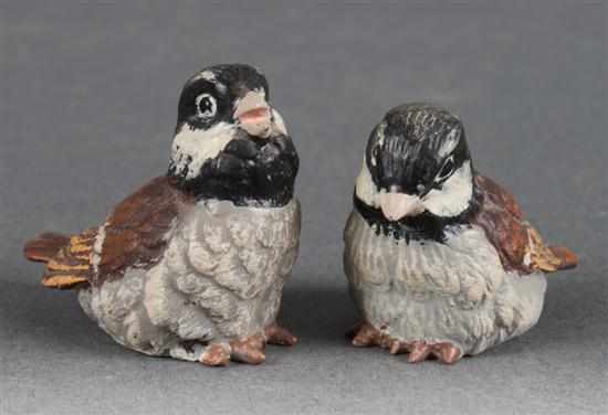 Appraisal: Two Austrian cold painted bronze chickadees first half- th century