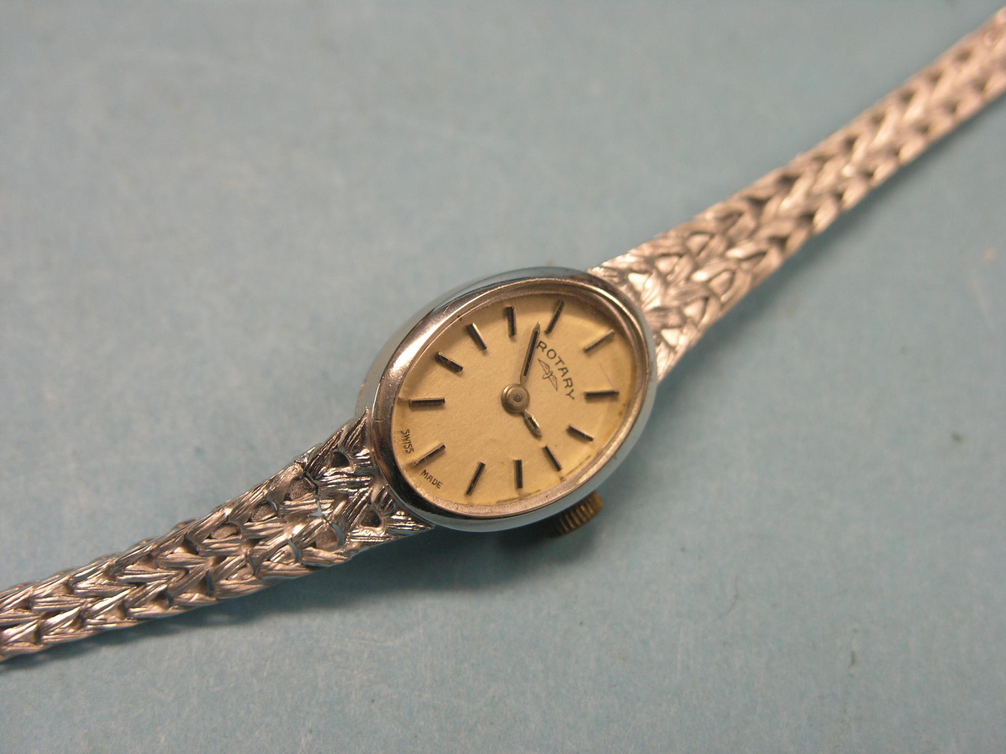 Appraisal: A lady's Rotary wristwatch on flexible ct white gold strap