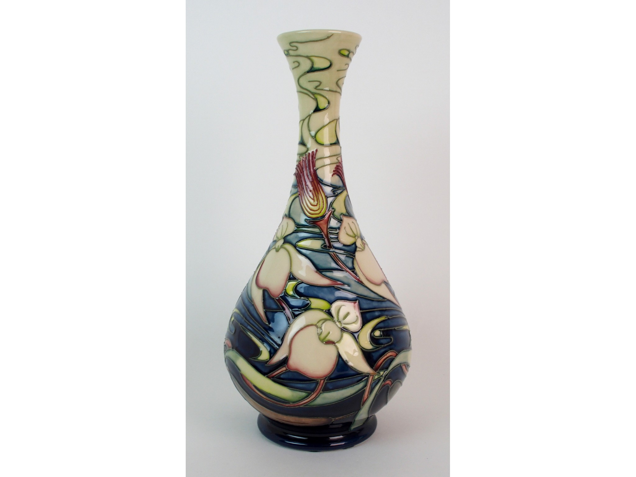 Appraisal: A Moorcroft Pottery Orchid Arabesque vase designed by Emma Bossons