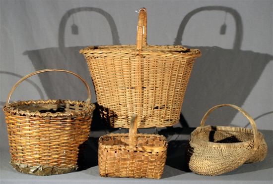 Appraisal: Group of Six Woven Basketry Articles th Century