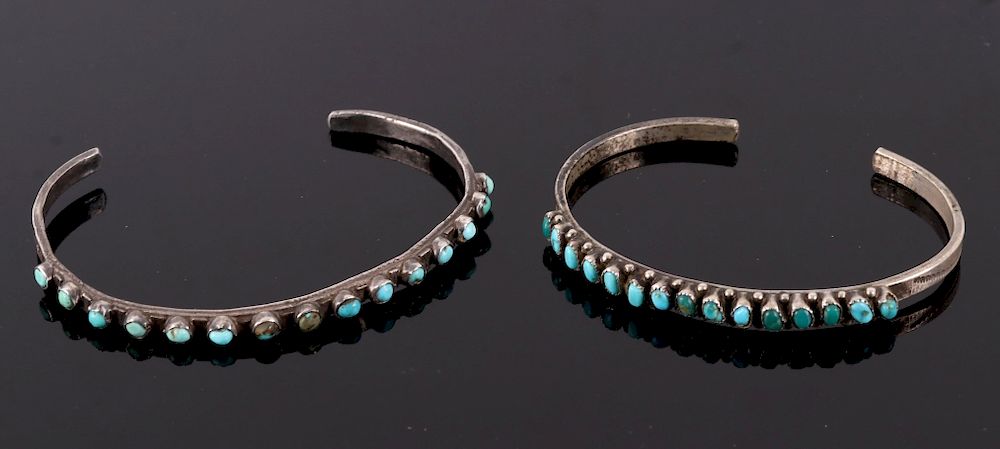 Appraisal: Navajo Fred Harvey Turquoise Sterling Bracelets For your consideration is