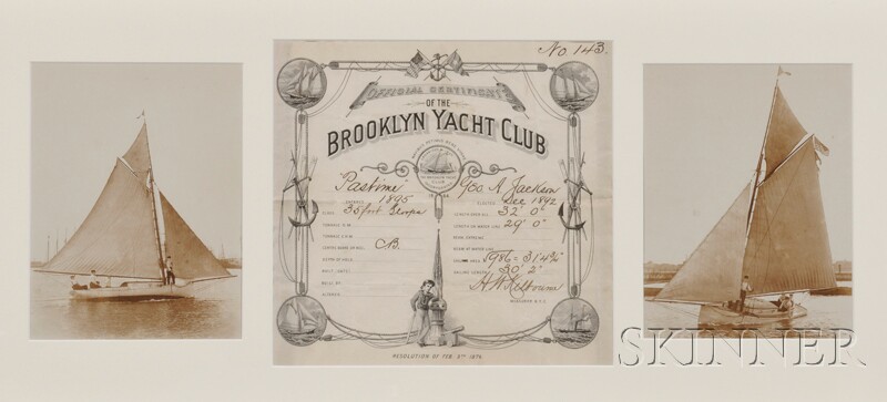 Appraisal: Brooklyn Yacht Club Framed Photos and Member Certificate and a