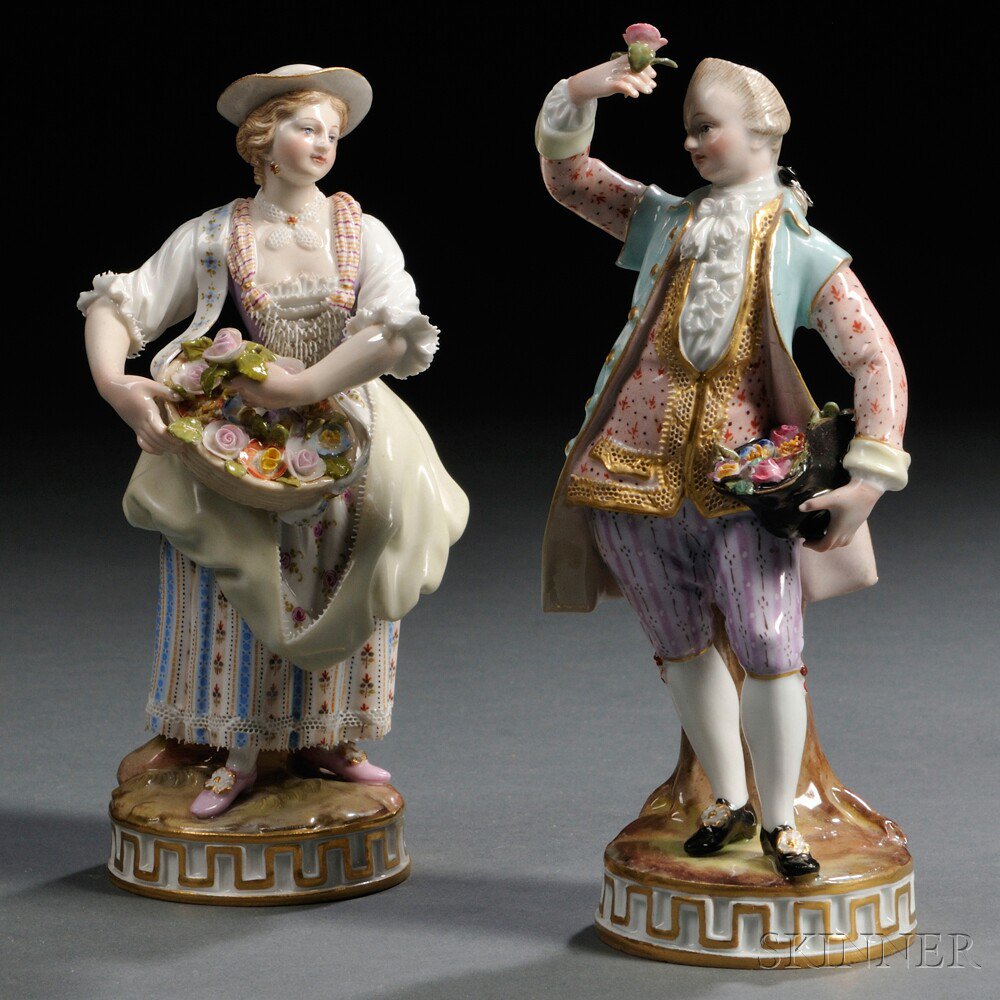 Appraisal: Pair of Meissen Porcelain Flower Sellers Germany late th century