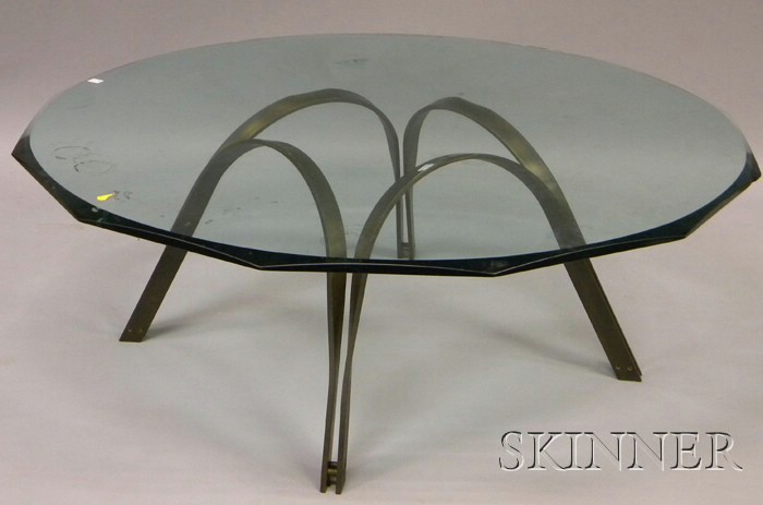 Appraisal: Modern Polygon Glass-top Brass Coffee Table